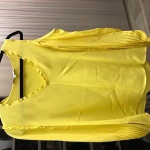 Long Sleeved Yellow Blouse with Shoulder Cutout
